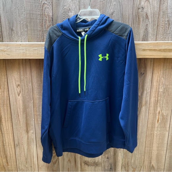 Under Armour Navy Hoodie with Lime Accents - Picture 1 of 7